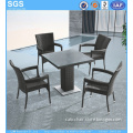 PE Rattan Furniture Square Stackable Dining Chair and Table